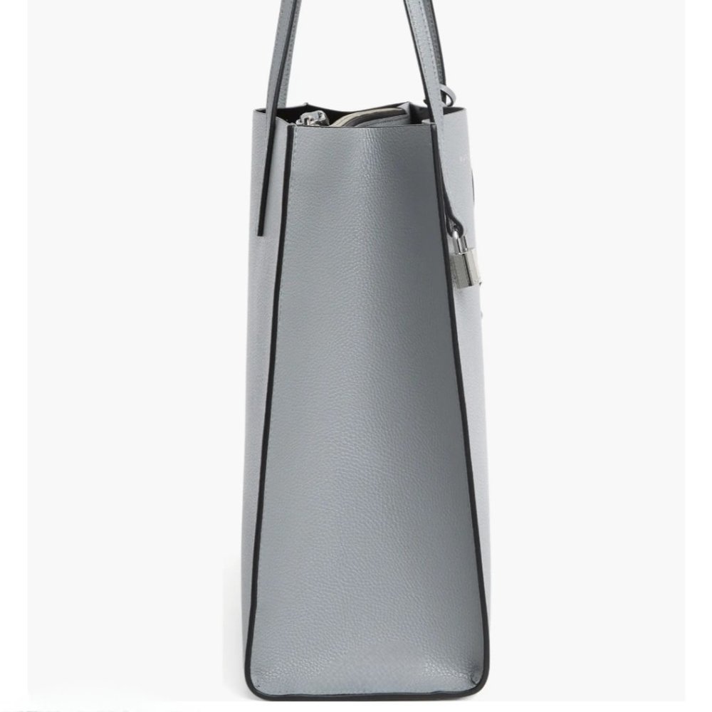 Marc Jacobs The Grind Large Leather Tote Bag Pebbled Leather Rock Grey NWT $450 - Picture 3 of 6